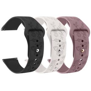 lot 12196 image: Meliya Silicone Watch Bands Quick Release 20mm 22mm Bands, Floral Engraved Soft Silicone Rubber Sport Replacement Watch Strap for Women Men (BlackStarlightSmoke Purple, 22mm)