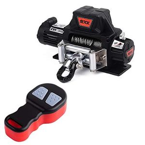 lot 12201 image: INJORA Metal Automatic Winch Wireless Remote Controller System for 110 RC Crawler Car Axial SCX10 90046 TRX4 Redcat (Black)
