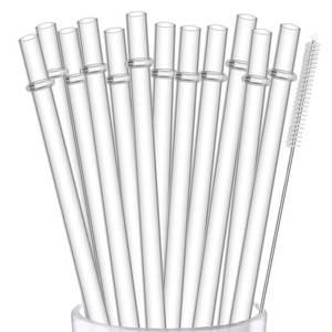 lot 12203 image: ALINK 12-Pack Reusable Hard Plastic Clear Straws, 10.5 inch Long Tumbler Straws for 16 OZ 20 OZ 30 OZ Stanley, YETI, Starbucks Tumblers with Cleaning Brush