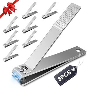 lot 12205 image: HOFASON 8 Pcs Large Curved Nail Clippers Set for Women Men, Stainless Steel Bulk Fingernail Toenail Clipper Cutters for Stocking Stuffers, Travel Manicure Pedicure Trimmer Kit
