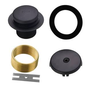 lot 12212 image: Black Tub Drain Tip-Toe Tub Trim Set Conversion Kit Assembly, Hidrop Bathtub Drain Replacement Trim Kit with 1-Hole Overflow Faceplate and Universal FineCoarse Thread, Matte Black
