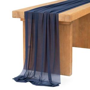 lot 12213 image: Lingfts Moment 14Ft Navy Blue Sheer Chiffon Like Table Runner for Rustic Boho Wedding Party Bridal Shower Decorations Birthday Party