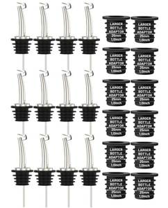lot 12223 image: 12-Pack Auto Flip Liquor Bottle Pourers with Adapters, Liquor Pour Spout Adapters set for for Large Olive Oil Bottles and Liquor Bottles - Up to 1 Inch25mm Neck Converts Spout into Large Pour Spout