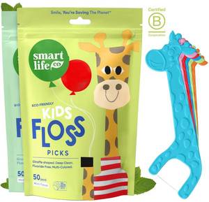 lot 12256 image: SmartLifeco Eco-Friendly Kids Flossers (100ct) - The Original Straw Wheat Dental Floss Picks for Children, Fluoride and PFA Free, Toothpick Flossing Sticks for Toddlers Teeth, No Shred Thread, Mint