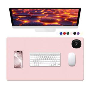 lot 12269 image: Niniubye Heated Desk Pad, 23.6 x 14.2in Leather Non-Slip Warm Desk Pad, Large Mouse Mat with 3 Levels Heating and 3 Hours Auto Shut-Off, Hand and Foot Warmer for Office, Home, Pinkin