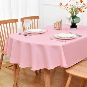 lot 12279 image: NEWISHER Pink Oval Tablecloth 60x84 inch, Heavy Duty Polyester Fabric Table Cloth, Reusable Washable Solid Table Cover for Dining, Kitchen, Party, Wedding, Indoor Outdoor Tabletop Decoration