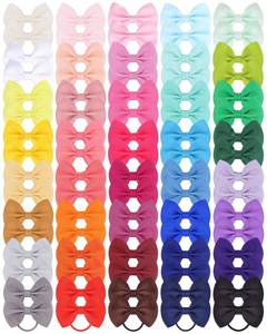lot 12282 image: Baby Hair Ties with Bows, 80-Piece Small Elastic Toddler Ponytail Holders for Baby Girls Infants Kids Hair Accessories (2 Inch)