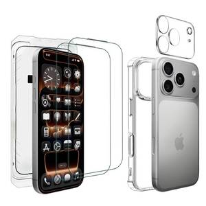 lot 12286 image: NECGNIQ for iPhone 17 Pro Case Clear with Screen Protector and Camera Lens Protector Full Coverage Tempered Glass Film 9H Hardness with Dust Free Box (21 Pack) Transparent