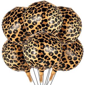 lot 12311 image: BBTO 6 Pcs Leopard and Cheetah Print Foil Balloons 22 Inch 4D Large Metallic Round Leopard Balloons Cheetah Print Decoration for Birthday Party Camo Animal Jungle Adventure Baby Shower Wedding