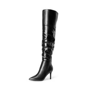 lot 13261 image: DREAM PAIRS Womenfts High Heels Over The Knee Boots Thigh High Pointed Toe Stiletto Long Fall Sexy Boots,Size 7,Black-Pu,SDOB2301W