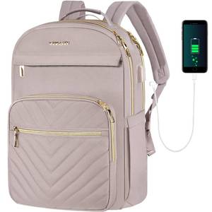 lot 13277 image: VANKEAN 17.3 Inch Laptop Backpack for Women Work Laptop Bag Fashion with USB Port, Waterproof Backpacks Stylish Travel Bags Casual Daypacks for College, Business, Light Dusty Pink