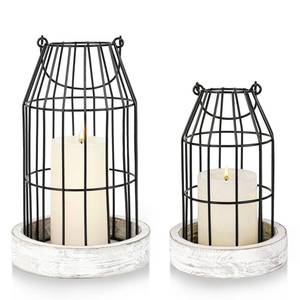 lot 13310 image: Rustic Wire Metal Cloche Set of 2 Candle Lantern Decorative Indoor Outdoor Vintage Cage Candle Holders Modern Farmhouse Decor for Fireplace Mantle Entryway Living Room Kitchen Dining Table Centerpiece