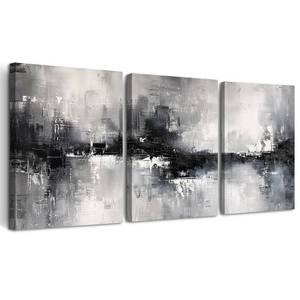 lot 13313 image: DZRWUBHS Black and White Wall Painting for Living Room - Canvas Art Decor for Bedroom - Inspirational Abstract Pictures - Modern Office Minimalist Home Artwork - Ready to Hang Set of 3