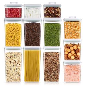 lot 13321 image: Melovom 12 Pcs Pop Food Storage Containers Airtight Food Storage Containers Set with Lids Kitchen Pantry Organization and Storage, 3.4Qt, 2.8Qt, 2.1Qt, 1.2Qt
