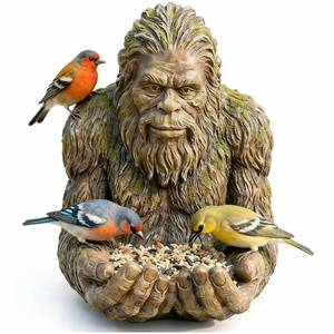 lot 19588 image: Bigfoot Bird Feeder for Outdoors - Hand-Painted Garden Sculpture and Wild Bird Feeder, Large Capacity with Hidden Hook, Unique Gift for Bird Lovers, Dad, Family