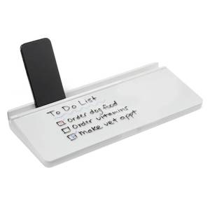 lot 19590 image: Amazon Basics Desktop Dry Erase Whiteboard with Organizer and Accessories, Tempered Glass, 15.7 x 5.4 inches, White