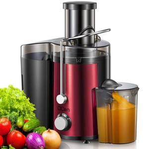lot 19598 image: Juicer Machine, 800W Centrifugal Juicer Extractor with Wide Mouth 3� Feed Chute for Fruit Vegetable, Easy to Clean, Stainless Steel, BPA-free (Metallic Red)
