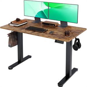 Claiks Electric Standing Desk, Adjustable Height Stand up Desk, 24x48 Inches Sit Stand Home Office Desk with Splice Board, Black FrameRustic Brown Top