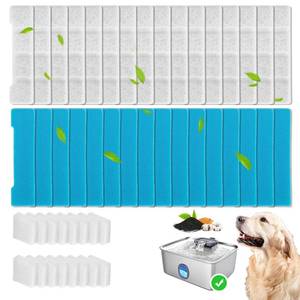 lot 19608 image: 1616 Pack Replacement Filters Compatible with SIBAYSKastty 4Gal15L Stainless Steel Dog Water Fountain, Includes 16 Filters and 16 Sponges