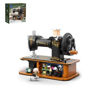 lot 19631 image: PANTASY Retro Building Set, Vintage Hand Crank Sewing Machine Brick Model, Collectible with Functional Gear Linkage, Hidden Mini Tailor Shop Scene, Adult Display and Desk Decor Gift