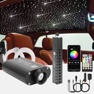 lot 19637 image: CHINLY Meteor 16W 450pcs 9.8ft (0.03in0.04in0.06in) Car Use Bluetooth RGBW LED Fiber Optic APPRemote Music Mode Headliner Light Kit Shooting Star kit AdapterCigarette Lighter for CarCeiling (MISSING REMOTE)