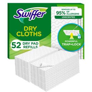 lot 19639 image: Swiffer Sweep  Mop, Dry Pads Refill, Floor Cleaner for Dirt, Dust, Hair, Cleaning Cloths for Mopping Home, Bathroom, Kitchen, Dust Mop, Floor Duster, Unscented, 26 ct