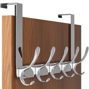 lot 19653 image: SKOLOO Over The Door Hook, Door Hanger Hooks for Hanging Clothes, Towels, Coats, Hats, Over The Door Towel Hook - Silver, Assembly Required