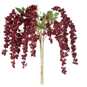 lot 19661 image: Doment 3Pcs Wisteria Artificial Flowers Branches 43In Fake Wisteria Floral Hanging Plant for Party Floor Vase Balcony Wedding Floral Arrangement Decoration (Red)