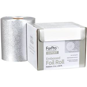 lot 19666 image: ForPro Professional Collection Expert Embossed Aluminum Foil Roll, 320 Ft Hair Foils for Color Application and Highlighting Services, Silver, Medium, 5W