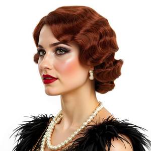 lot 19671 image: MEDISIFA Short Red 1920s Wig for Women Gatsby roaring 20s Finger Wave Party Synthetic Full Vintage Wigs for Womens Lady Cosplay Costume Fancy Dress 1920 Flapper Wig
