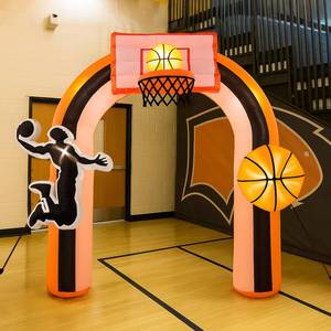 lot 19680 image: Vertintong 9 ft Giant Basket Inflation Arch for Basketball Party Decorate with 1 Blower and 5 LED Light for Basketball Team Coach Stadium