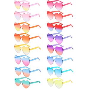 lot 20018 image: Matcheck 16 Heart Shaped Rimless Sunglasses Transparent Candy Gradient Color Glasses Clear Party Eyewear for Women