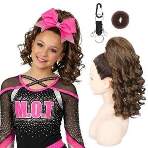 lot 20037 image: SEIKEA Cheer Ponytail Hair Piece, 14 Curly Cheerleader Hairpiece Ponytail Extension for Cheerleader Competition, Dance Warm Mocha Blendin