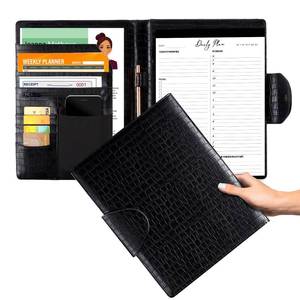 lot 20038 image: Portfolio Folder Padfolio with Writing-Notepad - Stylish Crocodile Leather Portfolio with Tablet Sleeve, Phone Pocket and Business Card Holder, Conference File Folder Organizer Padfolio for WomenMen