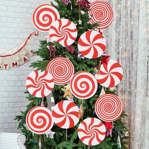 lot 20427 image: 12Pcs Christmas Decorations Indoor Tree Picks Christmas Candy Lollipop Ornament Large Red White Peppermint Lollipop Xmas Picks for Xmas Tree Topper Home Office Holiday Party Vase Decor