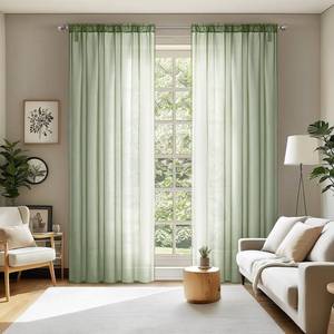 lot 20446 image: MIULEE 2 Panels Sage Green Sheer Curtains 84 inches Long Window Curtains Rod Pocket Elegant Window Voile PanelsDrapesTreatment for Bedroom Living Room (54X84 Inches)