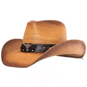 lot 20455 image: grinderPUNCH Western Outback Cowboy Hat Menfts Womenfts Style Classic Straw Western Cowgirl Hat (US, Numeric, 6 34, 7 38, Brown)