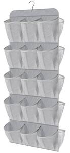 lot 20458 image: MISSLO 30 Large Pockets Dual Sided Hanging Shoe Organizer for Closet with Rotating Hanger Hanging Shoe Shelves, Grey