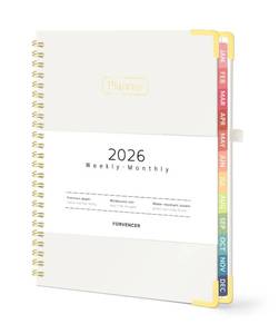 lot 20461 image: Forvencer 2026 Planner, Hardcover Calendar Planner Weekly and Monthly, Jan 2026 - Dec 2026, 6 x 8in, Spiral Agenda Book with Tabs, Exquisite Daily Journal Organizer for Home School, Beigein