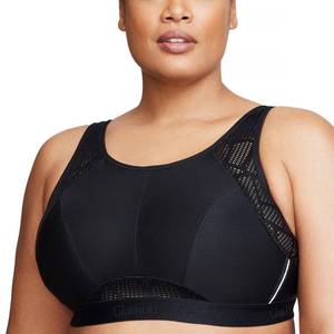 lot 20468 image: Full Figure Plus Size No-Sweat Mesh Sports Bra Wirefree #1068 Black Size 42 DD