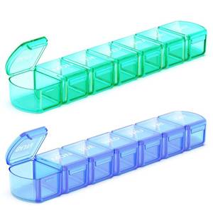 lot 20479 image: Extra Large Pill Organizer 2 Pack, XL Pill Box 7 Day, Weekly Pill Case with Large Capacity, Jumbo Organizer, BPA Free (BlueGreen)