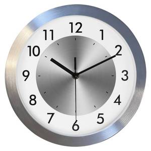 lot 20481 image: Fzy.bstim Non Ticking Silent Wall Clock Decorative,Analog Metal Wall Clock Battery Operated,BedroomLiving RoomOfficeKitchen Clock,White,10 inch (Back of the frame bent)