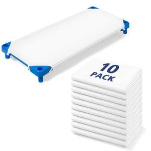 lot 20489 image: Comfyanno Cot Sheets for Daycare Toddler Size - Fits 23 x 40in Cot, 10 Pack Bulk, Daycare Essentials, Soft and Comfortable Fitted Cot Cover, Preschool Kids Nap Time Sheets, Brushed Microfiber - Whitein