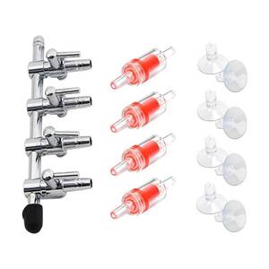 lot 20491 image: BornFeel Aquarium Air Pump Splitter 13 in 1 Set 4-Way Air Flow Control Lever Valve and 4 Non-Return Check Valves and 8 Suction Cups for Fish Tank Airline Air Tube Hose