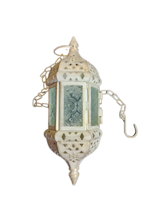lot 13323 image: 2 Piece Moroccan Lantern Chain Set White