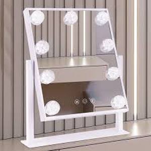 lot 13300 image: Boweini Lighting Hollywood Vanity Mirror with LED Lights and Adjustable Bracket
