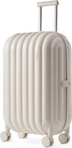 lot 19656 image: Artrips White Rolling Suitcase with Telescopic Handle (Used) (Lots of cosmetic damage)