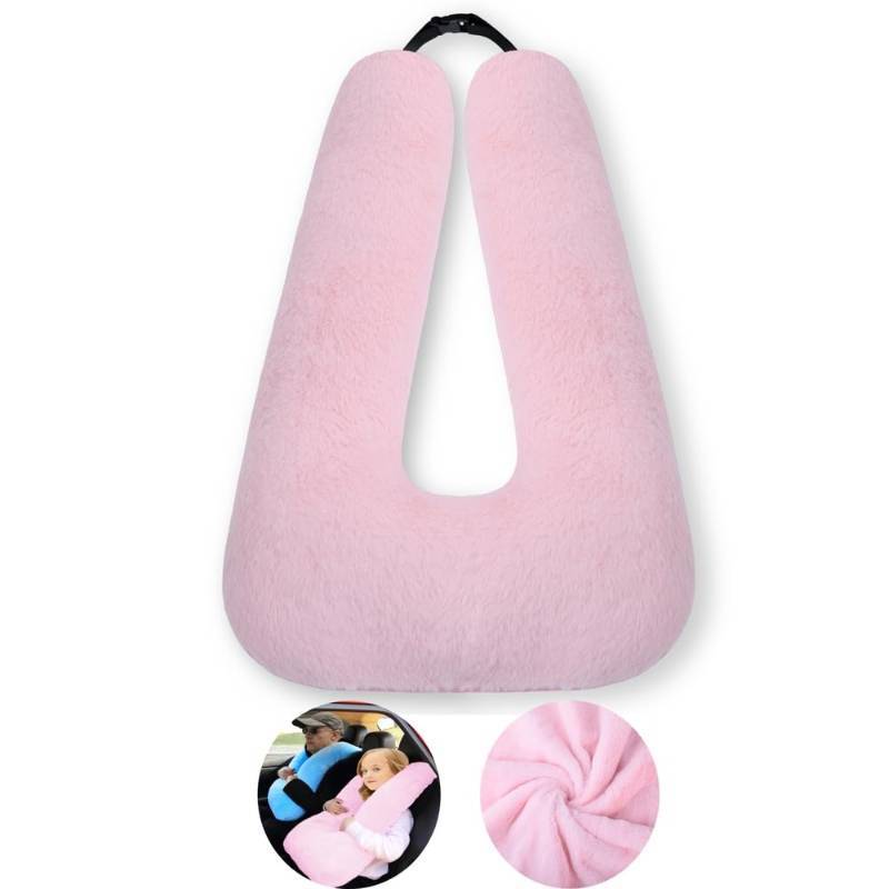 lot 11326 image: FHSGGP Travel Pillow Cushion for The Back Seat of Car Car Pillow for Kids A Sleeping Artifact Suitable for Long-Distance Travel of Adults and Children Travel Pillow for Kids Pink