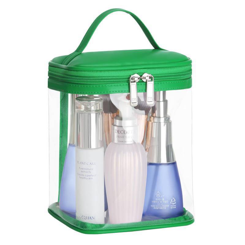lot 12275 image: HAOGUAGUA Premium Clear Makeup Bag with Inner Pocket, Transparent Cosmetic Pouch for Travel or Everyday Use, Waterproof Beach Bag for Sunscreen Skincare (Green 1pcs)