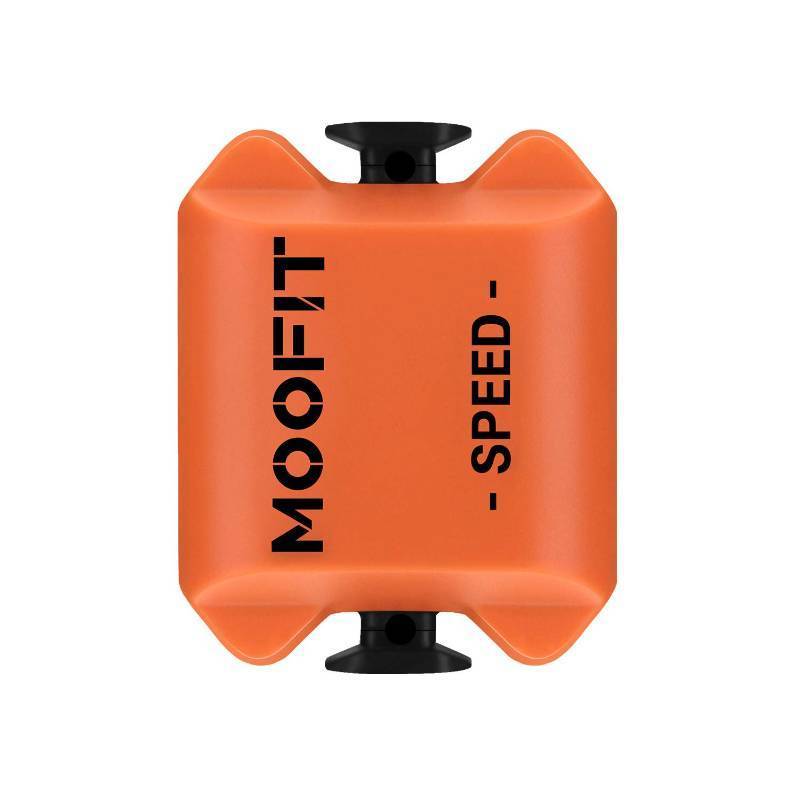 lot 12293 image: moofit Bike Speed Sensor, Bluetooth & ANT Wireless RPM Cycling Spin Bike Cadence Sensor for WahooCoosporideRouvyPeloton, IP67 Waterproof, Orange